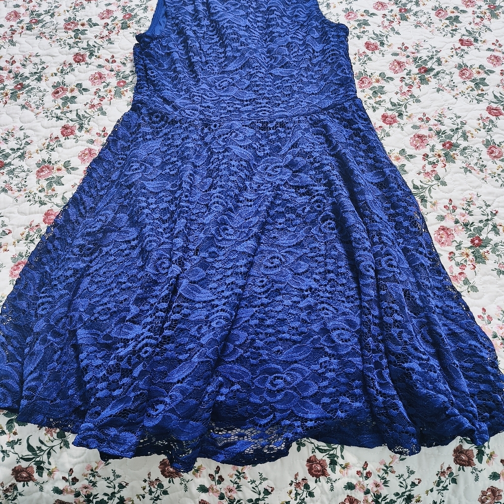 City Triangles Royal Blue  Lace Mini Dress